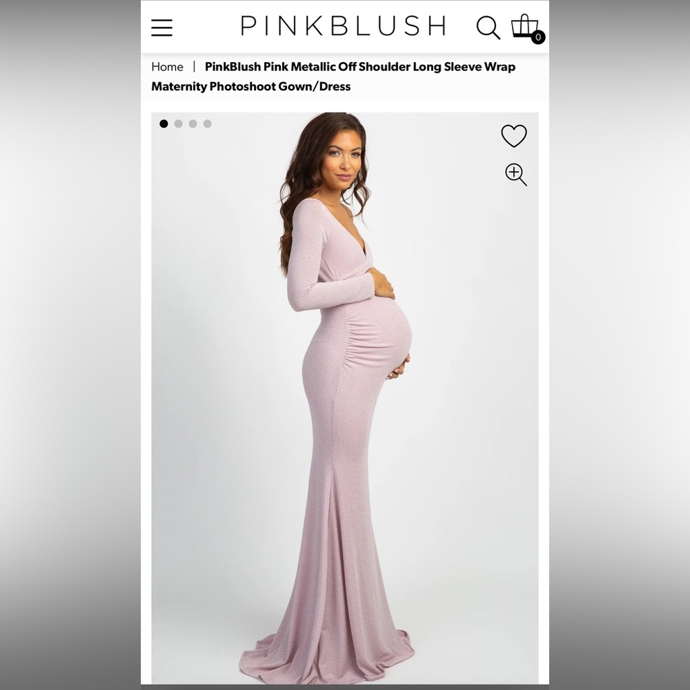 Pink Sparkly PinkBlush Long Sleeve Maxi Maternity Dress